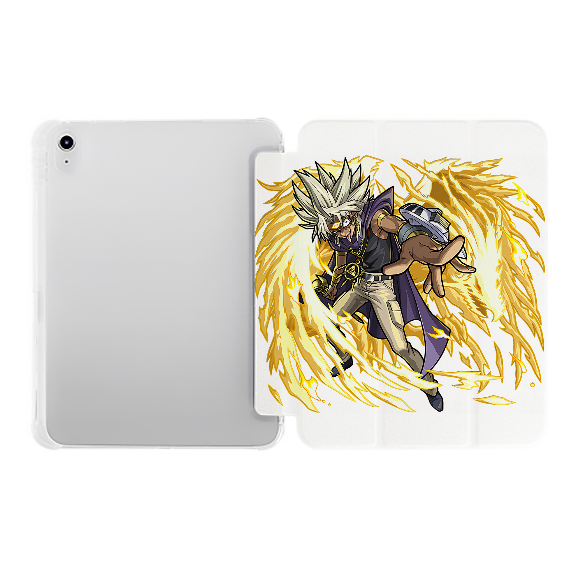 （画像用） 遊☆戯☆王 Yu-Gi-Oh! IPad ケース ペン収納付き 三つ折りスタンド PUレザー×シリコン 対応機種9.5/10.5/10.9インチ